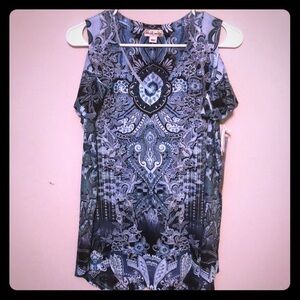 World Unity tunic top. Blue. Small